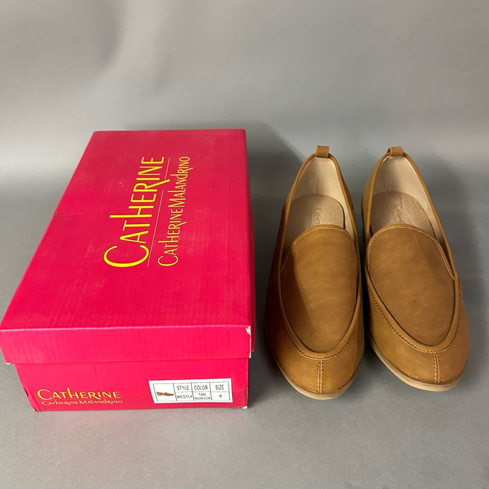 Catherine Malandrino Westly Tan Nubuck Loafers Size 8 NWOT